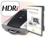 Flachbettscanner mit HDRi-Logo und Archive Suite-Box für Canon